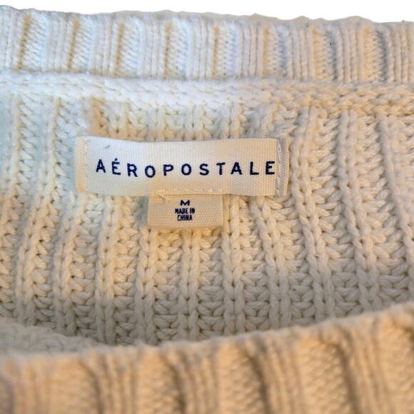 Aeropostale Striped Sweater Size Medium Off White Preppy Y2K Rainbow Casual - Picture 3 of 9